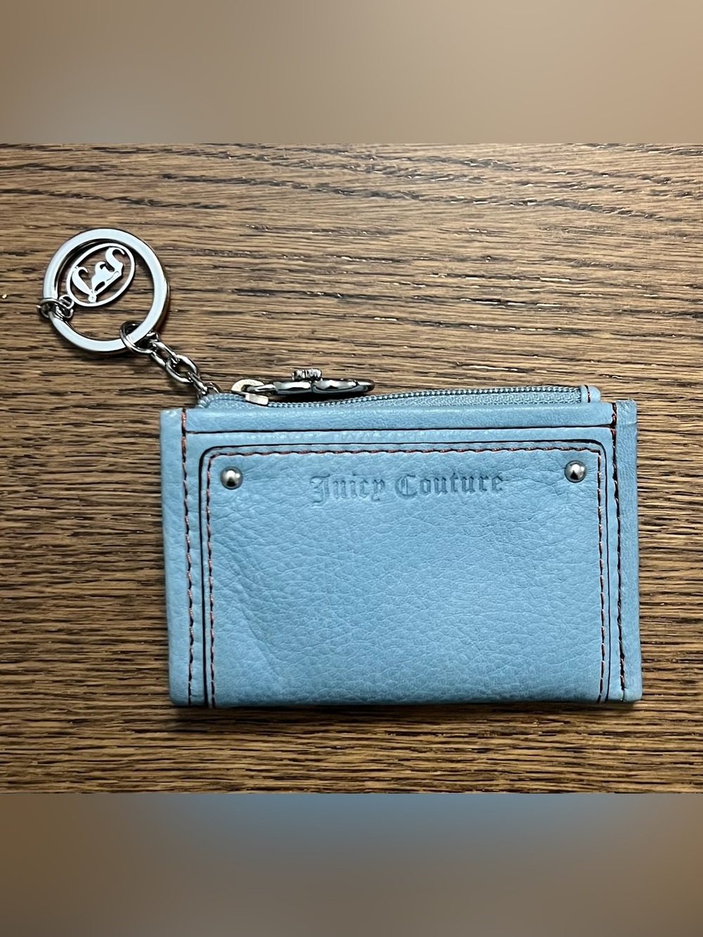 Vintage Juicy Couture Blue Card Holder Coin Purse Keychain Wallet Y2K